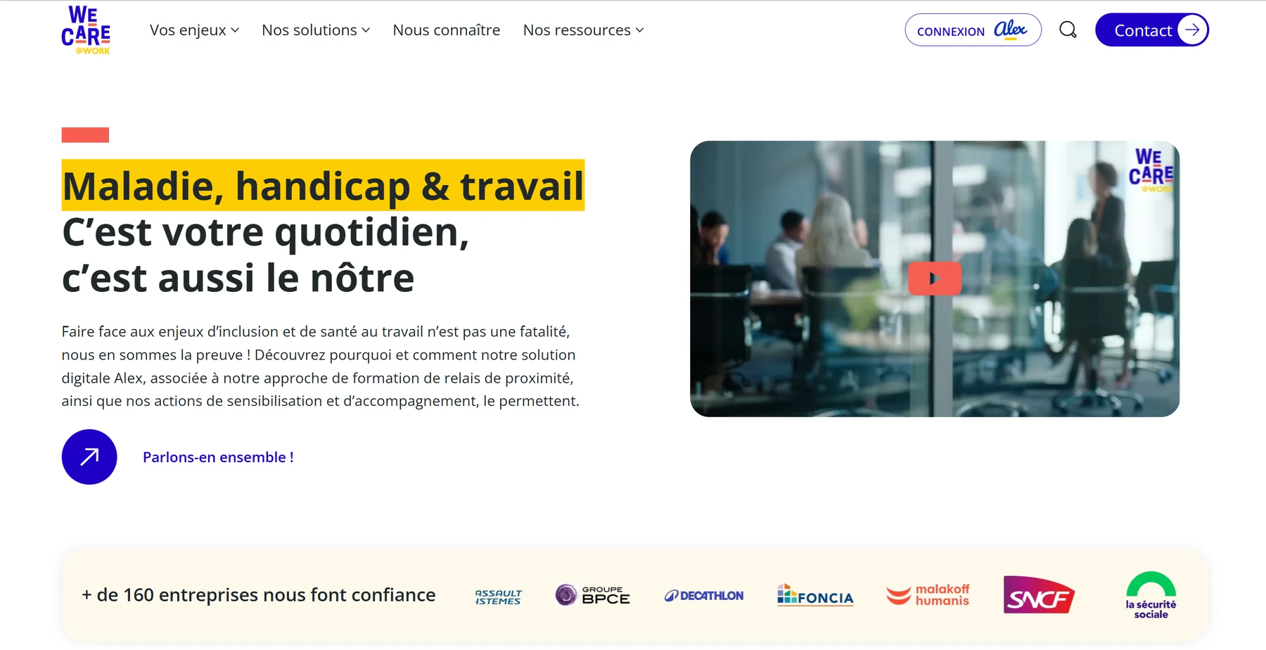 Aperçu du site Wecare@work